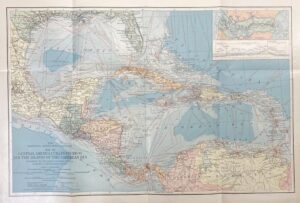 Map 1913 Central America, Cuba, Porto Rico and The Islands of The Caribbean Sea