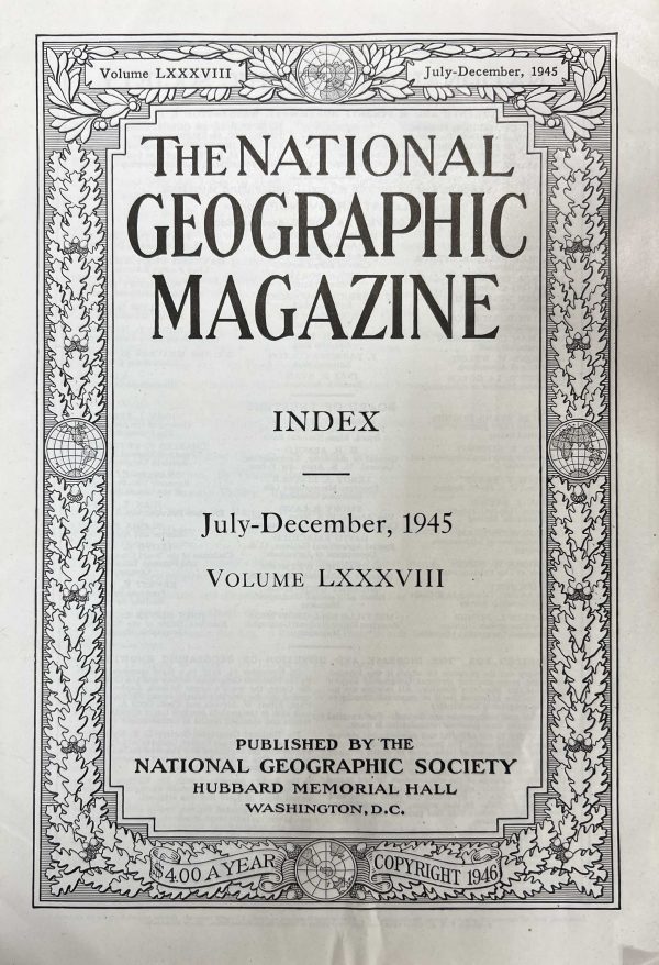 Index July December 1945 National Geographic Back Issues